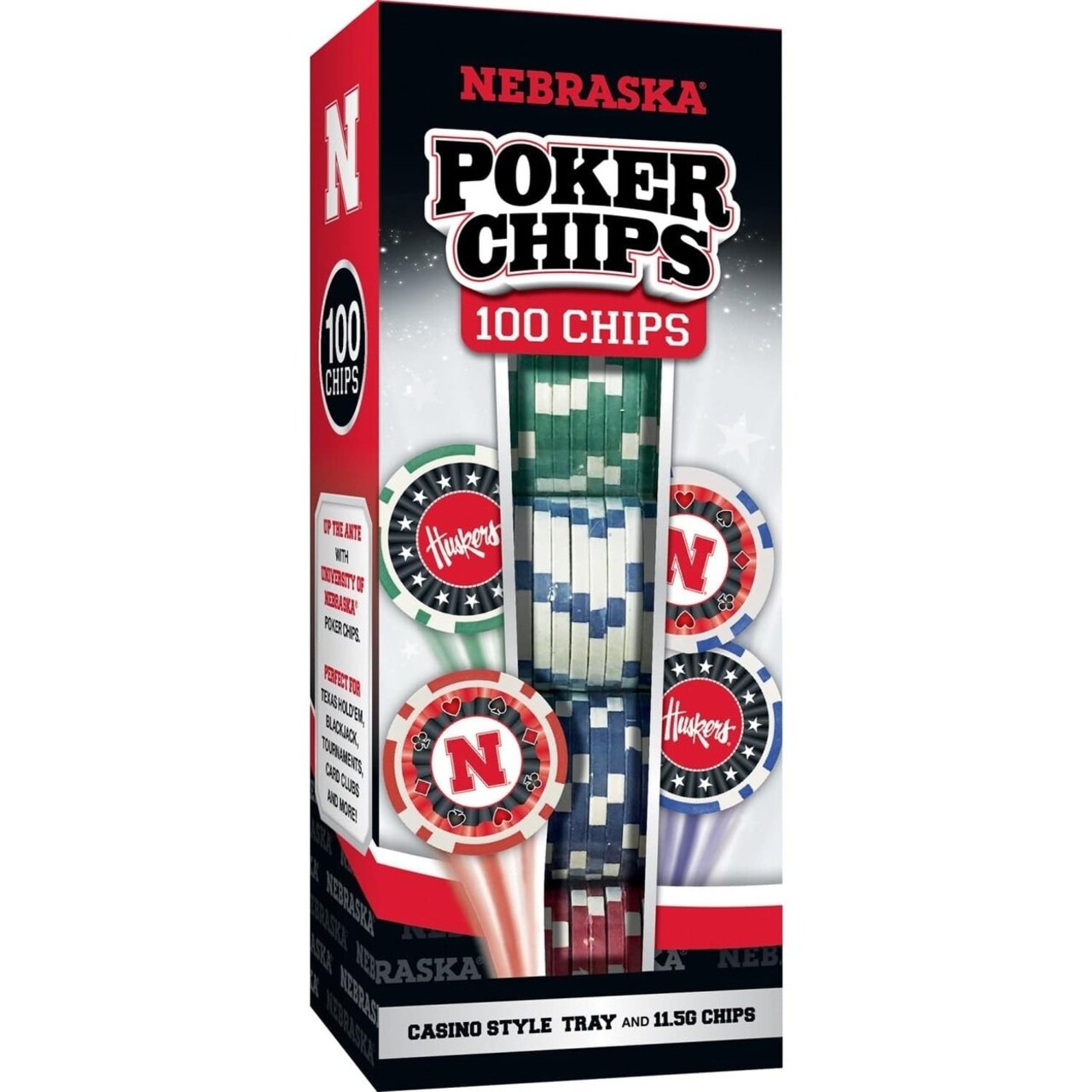 Nebraska Cornhuskers 100 Piece Poker Chips Officially Licensed Casino Style Set